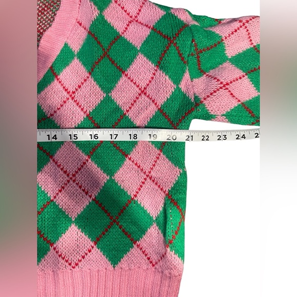 Pink and Green Girls Juniors Medium Sweater - Picture 5 of 5